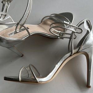BCBGeneration Clear & Silver Stiletto Sandals - New in Box